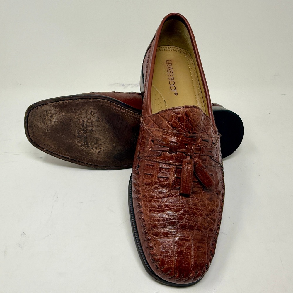 Brass Boot Men's Tassel Loafers Full Leather Made in Brazil / Spain Size 11 M - Picture 10 of 16